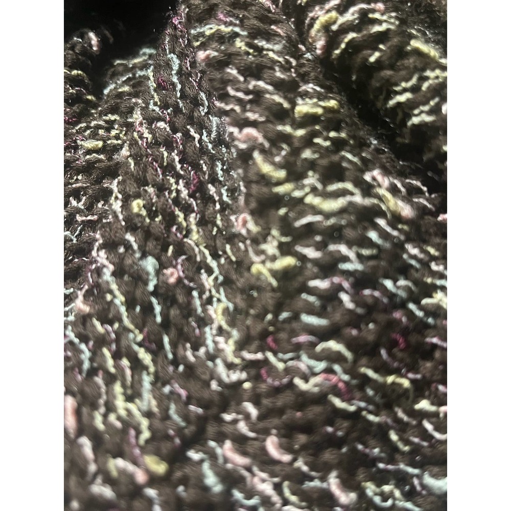 BCBGMAXAZRIA Cardigan Sweater Caitlin Brown Multi Colored Ruffled Edges Size MED - Picture 2 of 9